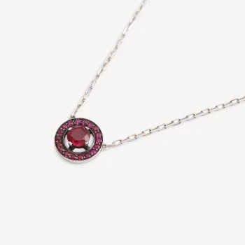 Bijou de seconde main : Pendentif Ava Circle Boucheron, Or Blanc, Rubis - Authentifiée avec Certificat d'expertise