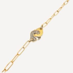 Bracelet Menottes R12 semi pavé Dinh Van d'occasion : Bijou authentifié