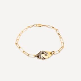 Bracelet Menottes Dinh Van R12 semi pavé d'occasion : Bijou authentifié