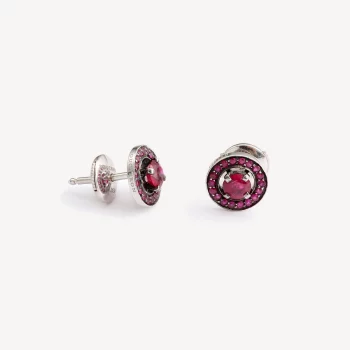 boucles d'oreilles Ava Circle Boucheron or Blanc et rubis