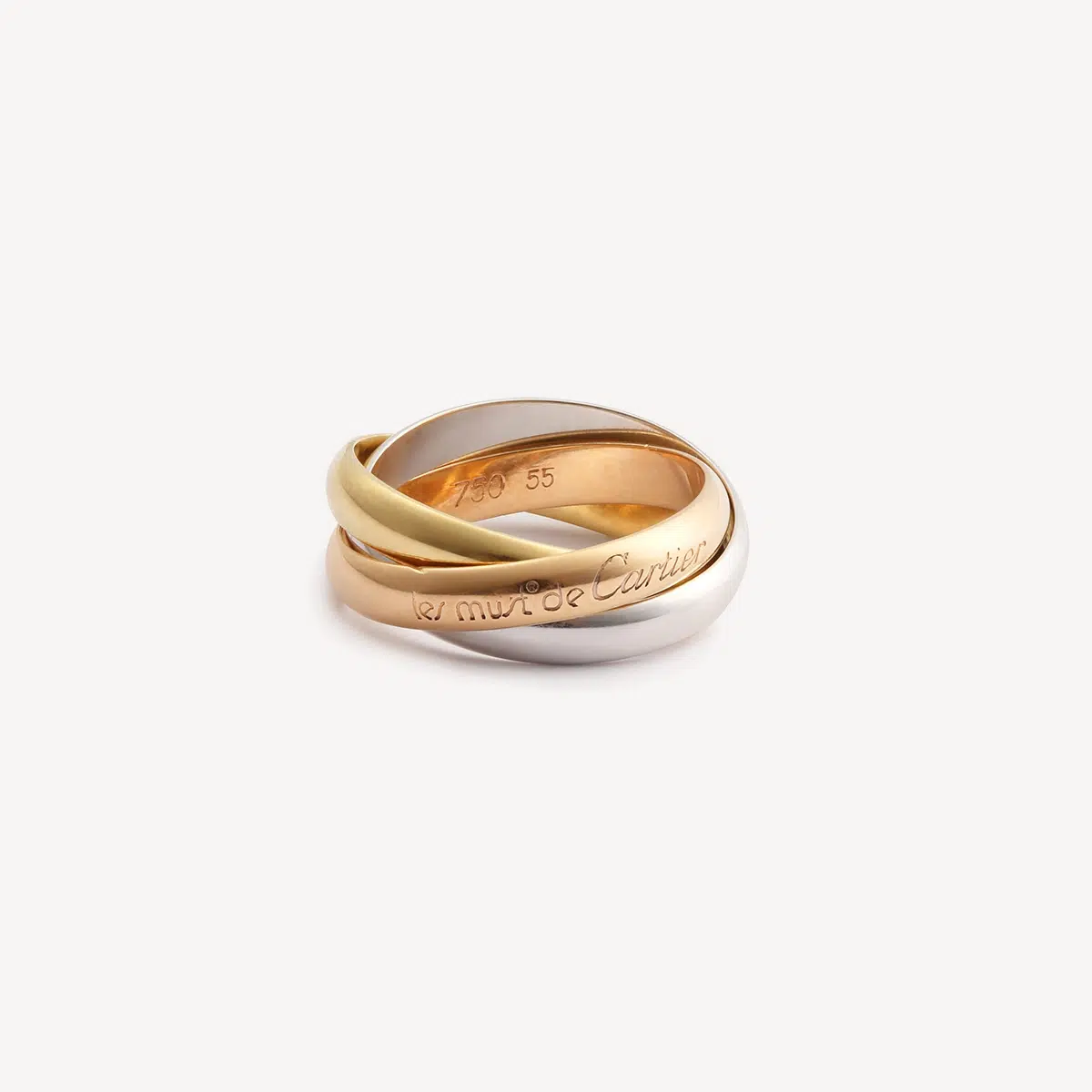 Bijou de seconde main : Bague Trinity de Cartier avec 3 anneaux en Or Jaune, Or Rose et Or Blanc