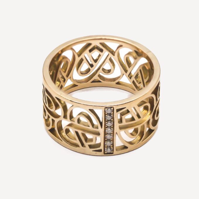 Coeur Fil ring, T50 Second-hand women's jewellery signed POIRAY in yellow gold and diamonds.
