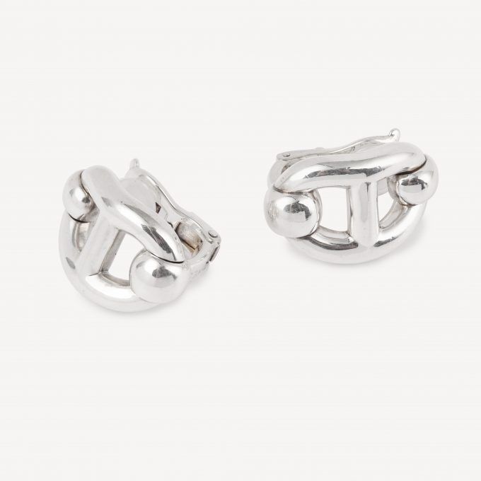 Second hand Hermès anchor chain Earrings : Authenticated jewel - Hermès anchor chain collection
