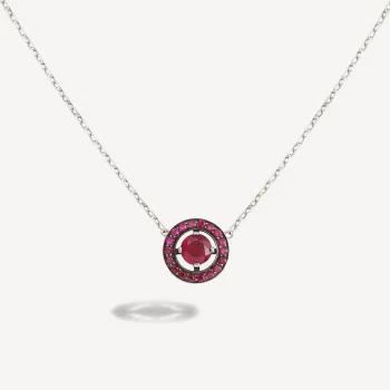Bijou de seconde main : Pendentif Ava Circle Boucheron, Or Blanc, Rubis - Authentifiée avec Certificat d'expertise