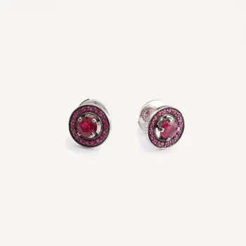 Bijou de seconde main : Boucles d'oreilles Ava Circle Boucheron, Or Blanc, Rubis - Authentifiée avec Certificat d'expertise